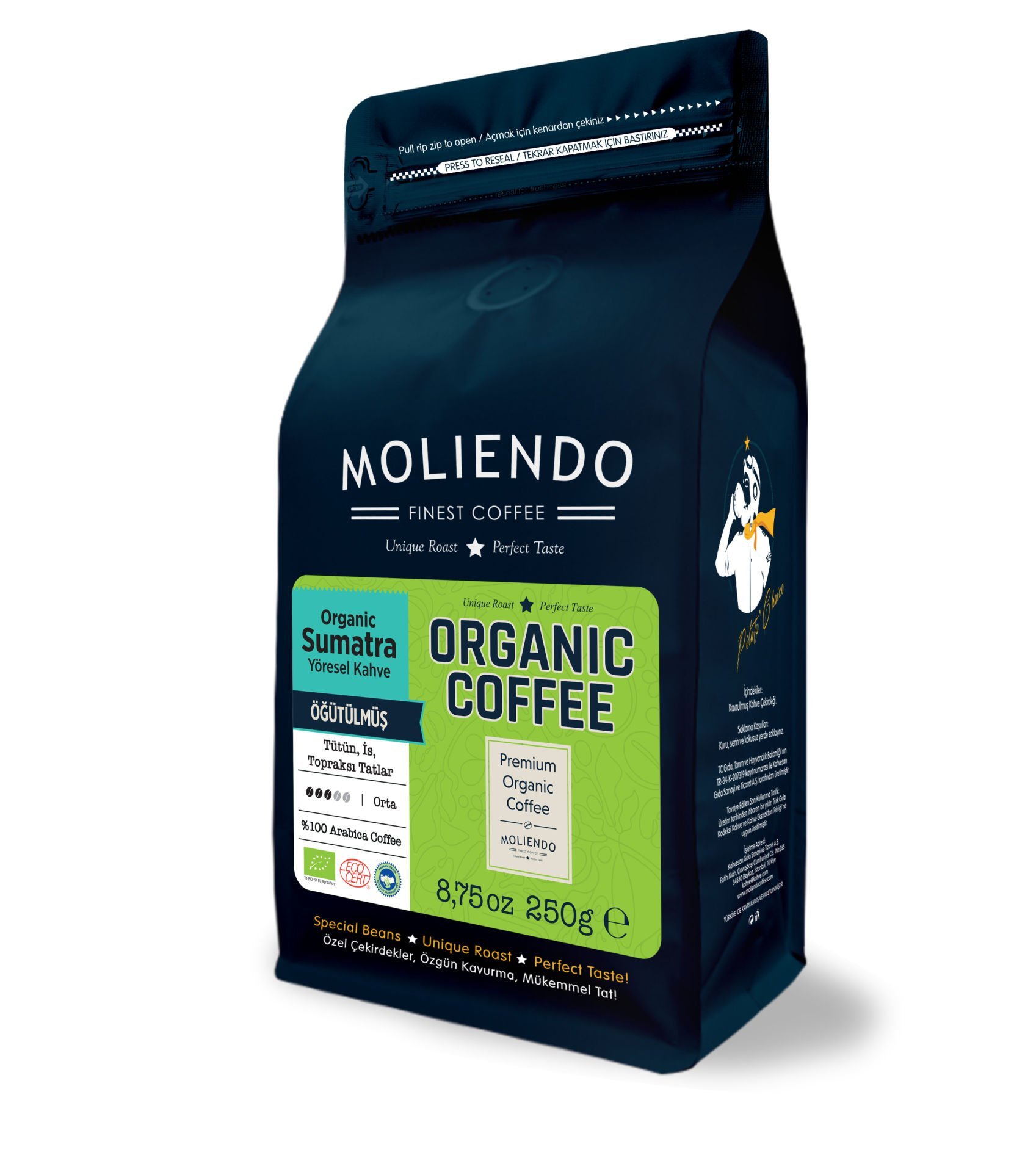 Moliendo Organic Indonesia Sumatra (Öğütülmüş) Yöresel Kahve 250 g