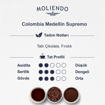 Moliendo Colombia Supremo Decaf  (Kafeinsiz) Yöresel Kahve