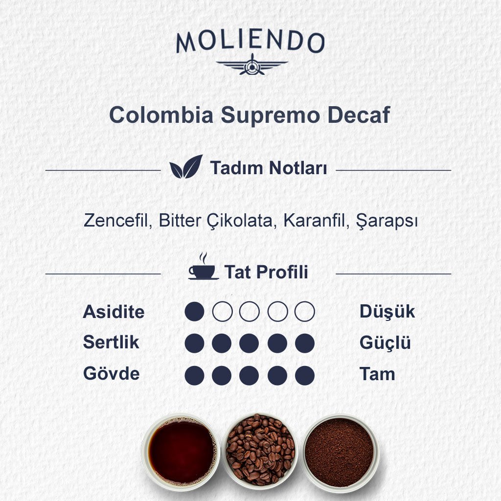 【なるみん】ストロベリーカフ 5ml Moliendo Colombia Supremo Decaf (Kafeinsiz) Yöresel Kahve