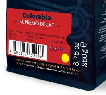 Moliendo Colombia Supremo Decaf  (Kafeinsiz) Yöresel Kahve