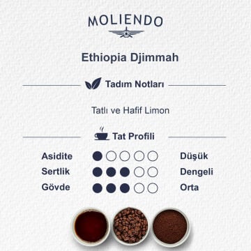 Moliendo Ethiopia Djimmah Yöresel Kahve