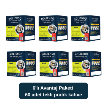 Moliendo Brazil Bossonova Pratik Filtre Kahve 10x10 g 6'lı Avantaj Paketi