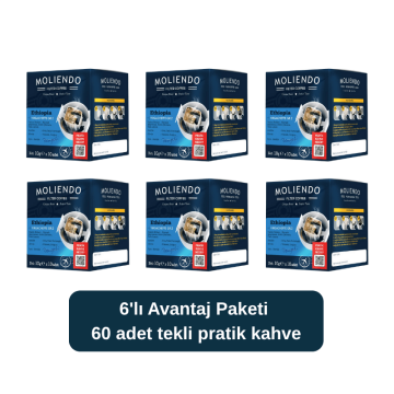 Moliendo Ethiopia Yirgacheffe Gr. Pratik Filtre Kahve 10x10 g 6'lı Avantaj Paketi