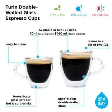 Grosche Turin Çift Cidarlı Espresso Bardağı 2 x 140 ml