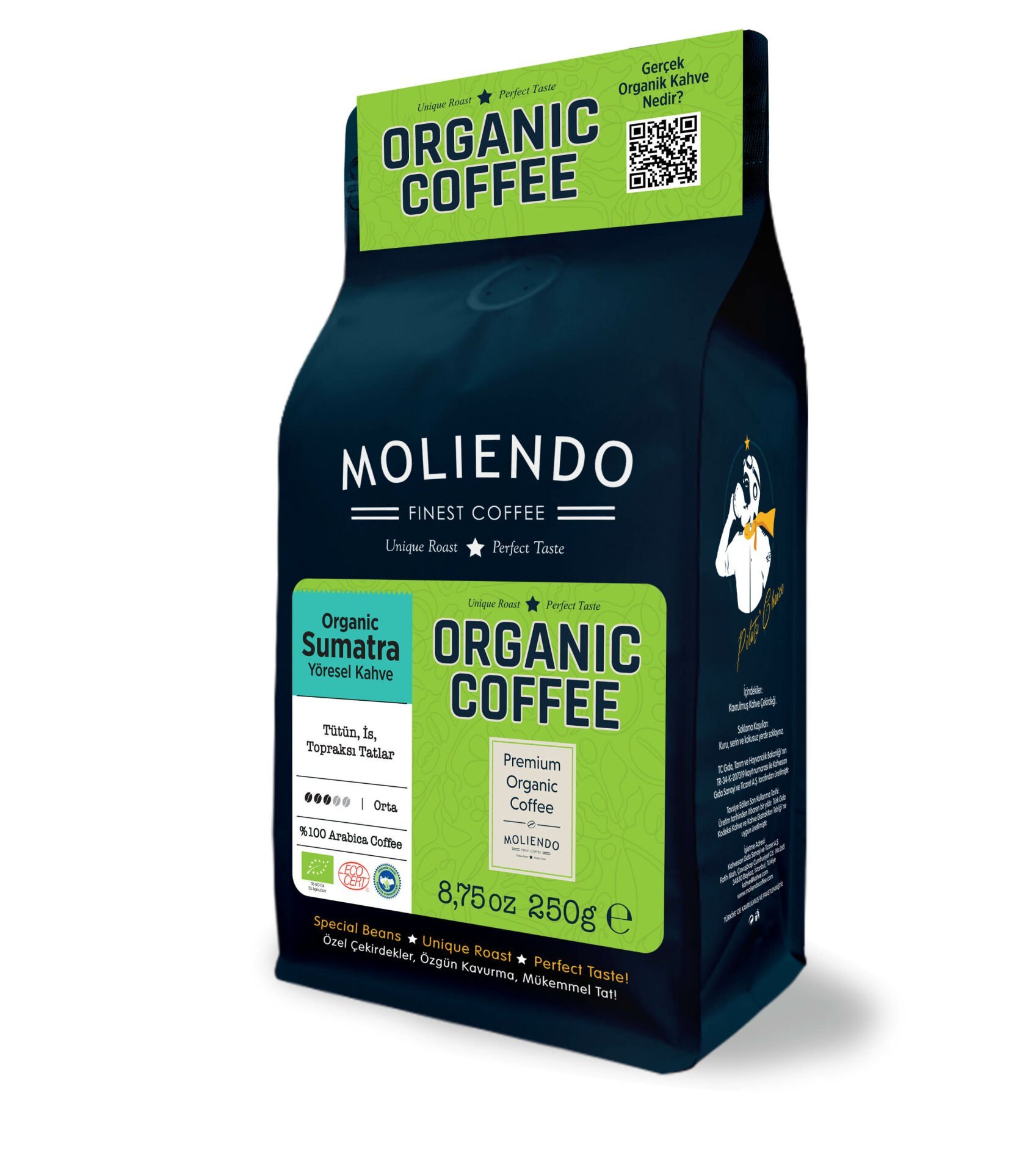 Moliendo Organic Indonesia Sumatra Yöresel Kahve 250 g (Çekirdek)
