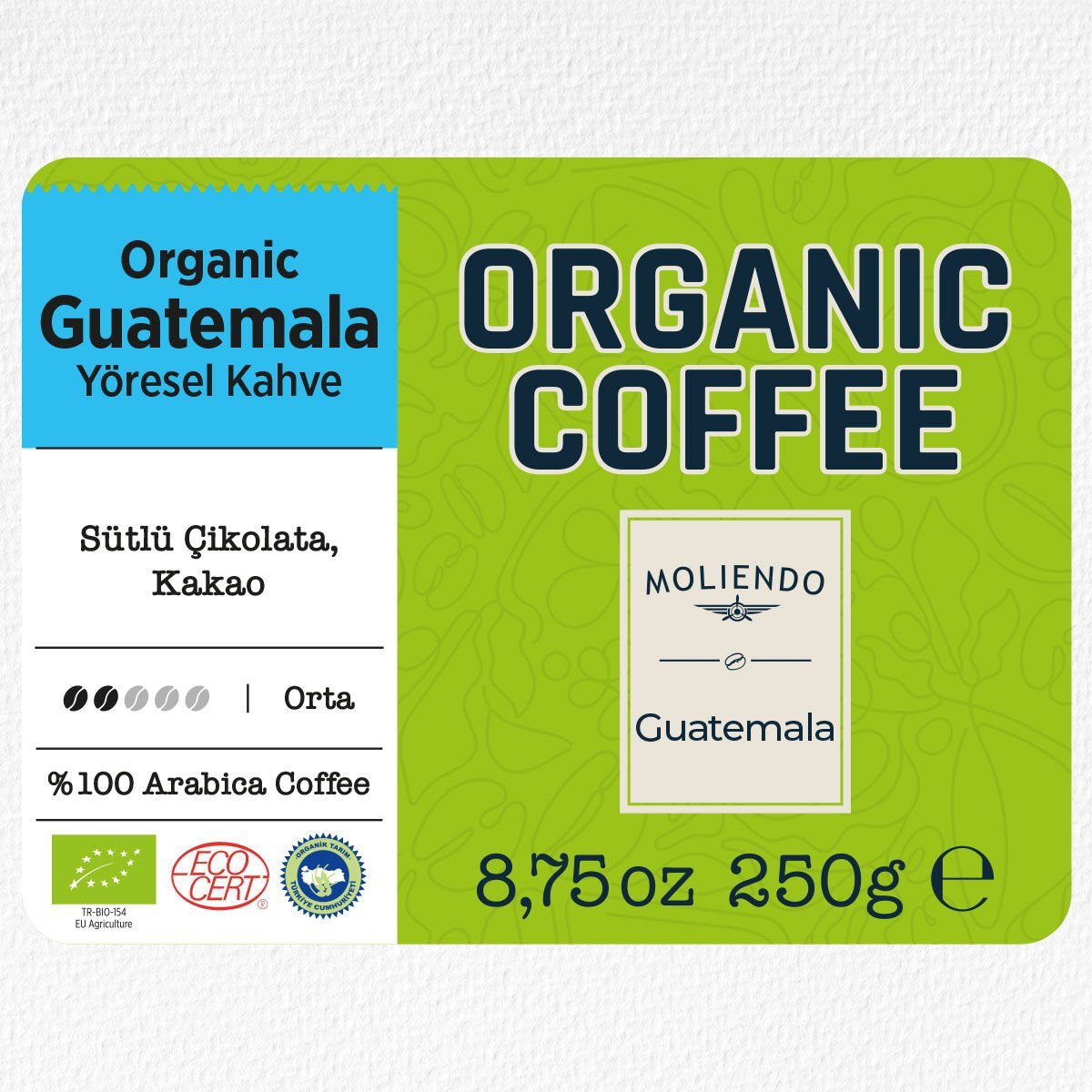 Moliendo Organic Guatemala SHB (Çekirdek) Yöresel Kahve 250 g