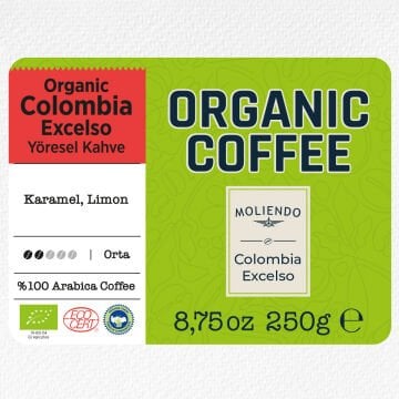 Moliendo Organic Colombia Excelso (Çekirdek) Yöresel Kahve 250 g