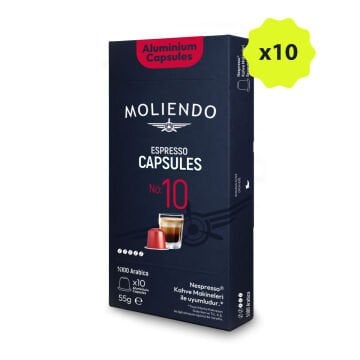 Moliendo Kapsül No:10 Avantaj Paketi 10x10 Nespresso Uyumlu Alüminyum Kapsül 100 Adet