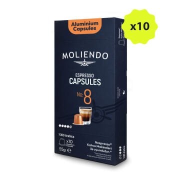Moliendo Kapsül No:8 Avantaj Paketi 10x10 Nespresso Uyumlu Alüminyum Kapsül 100 Adet